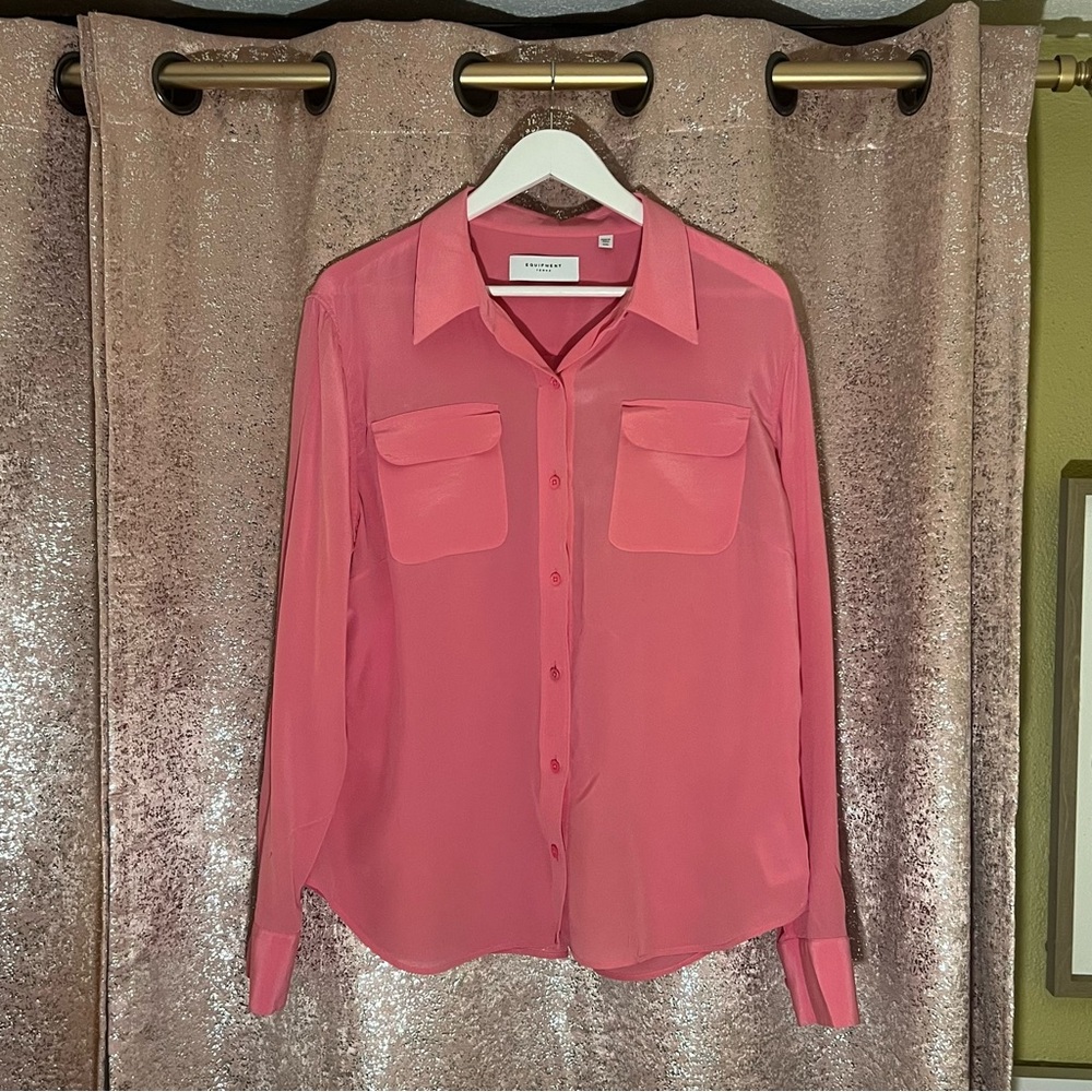 100% Silk Button Down Pink Equipment Blouse